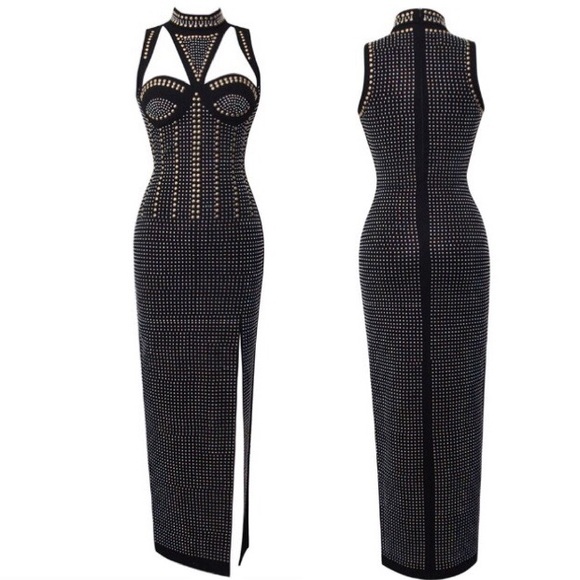 Stunning Black Studded Bling Dress - Picture 7 of 8